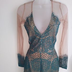 For love and lemons antigua dress green lace sheer